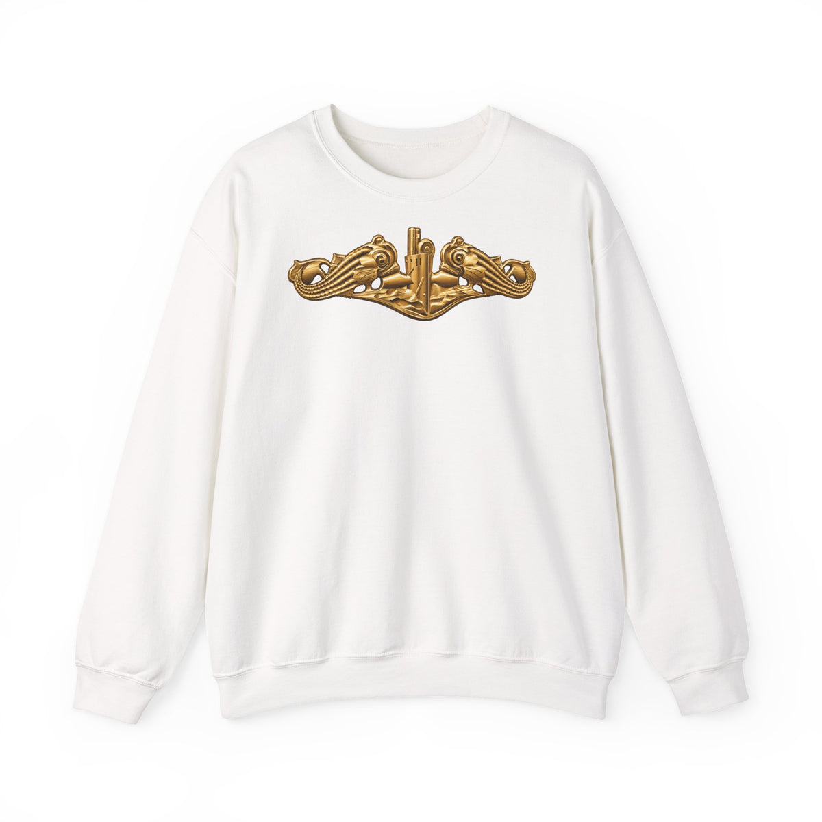 Unisex Heavy Blend™ Crewneck Sweatshirt - Navy - Badge - Submarine Warfare wo txt - Officer - 3D - Enhanced