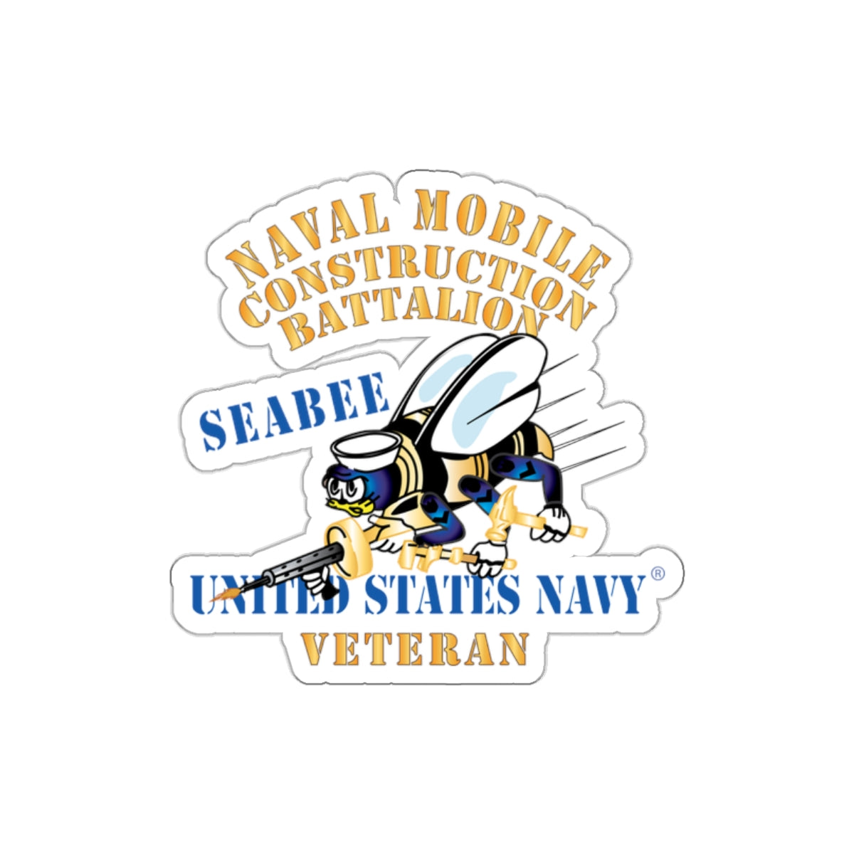 Die-Cut Vinyl Sticker - Navy - Seabee - Veteran