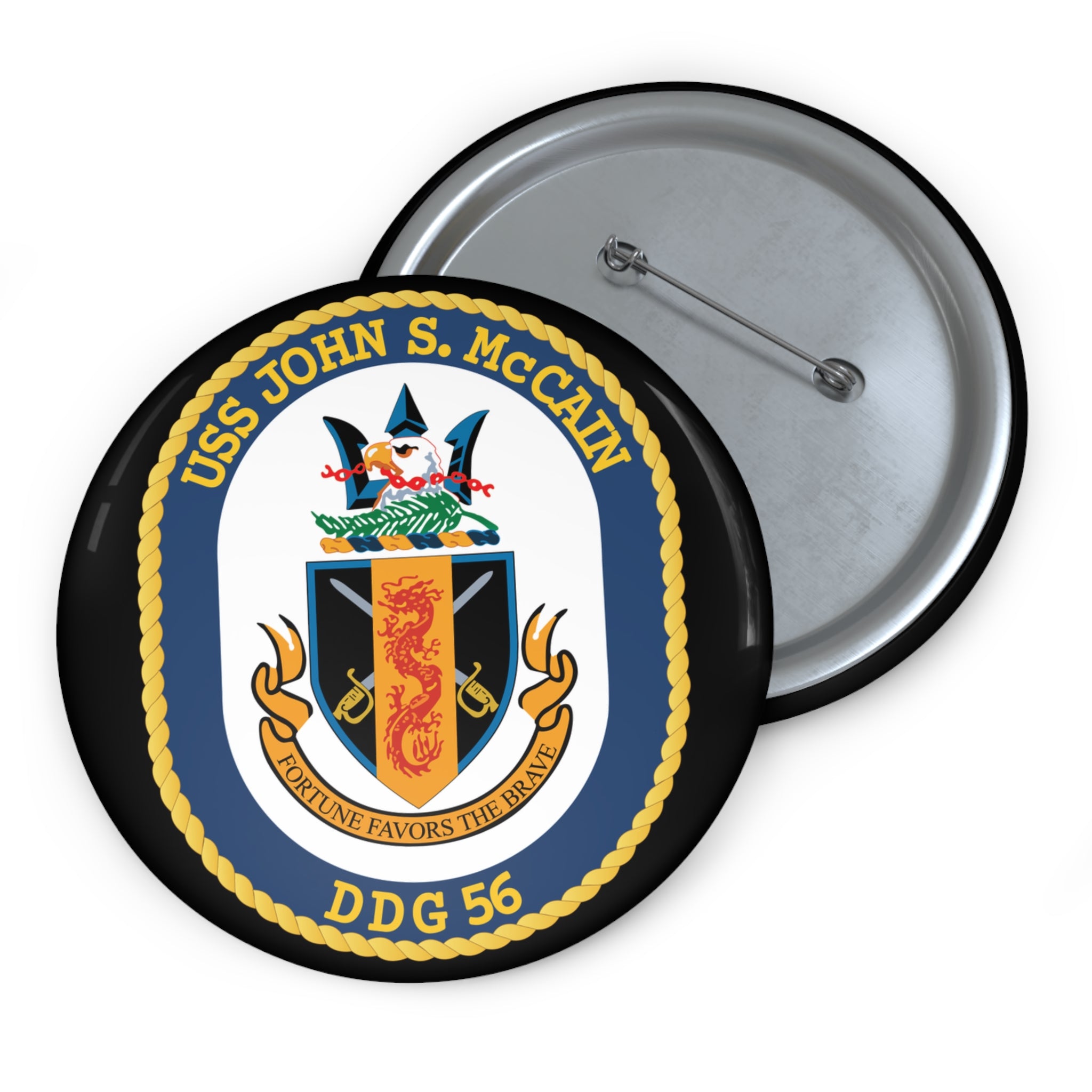 Custom Pin Button - Navy - USS John S. McCain (DDG-56) wo txt