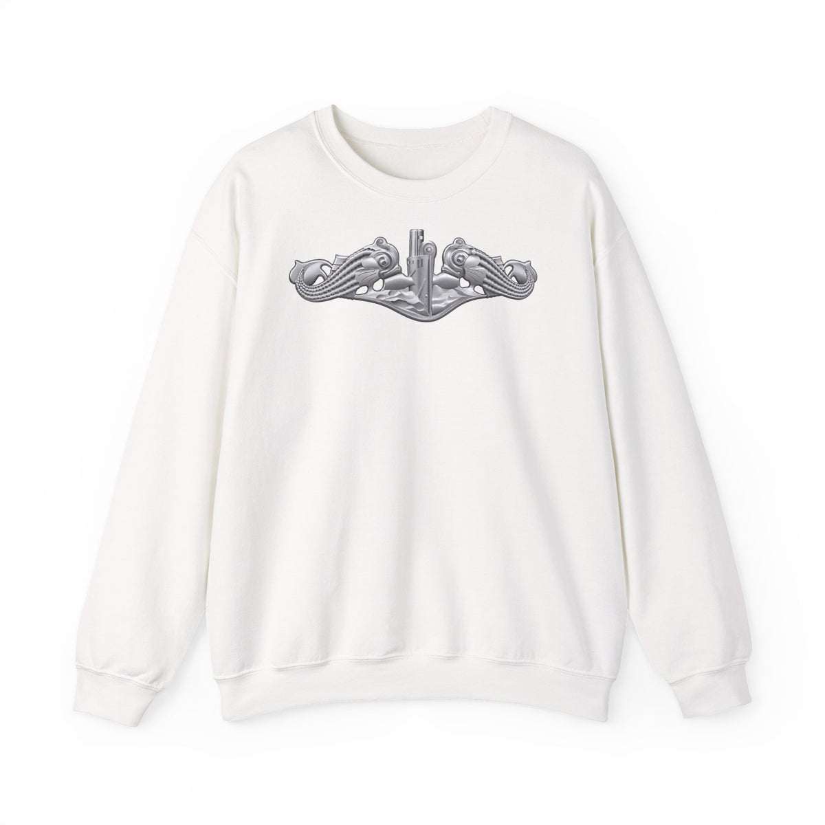 Unisex Heavy Blend™ Crewneck Sweatshirt - Navy - Badge - Submarine Warfare wo txt - Enlisted - 3D - Enhanced
