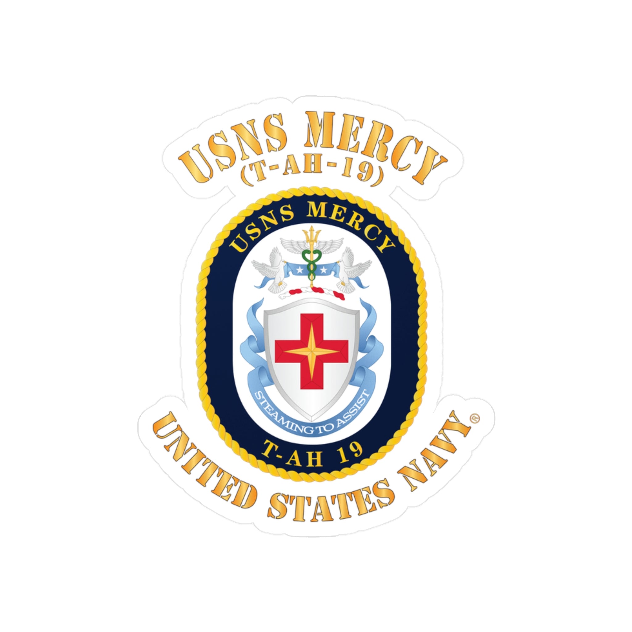 Kiss-Cut Vinyl Decal - Navy - USNS Mercy (T-AH-19)