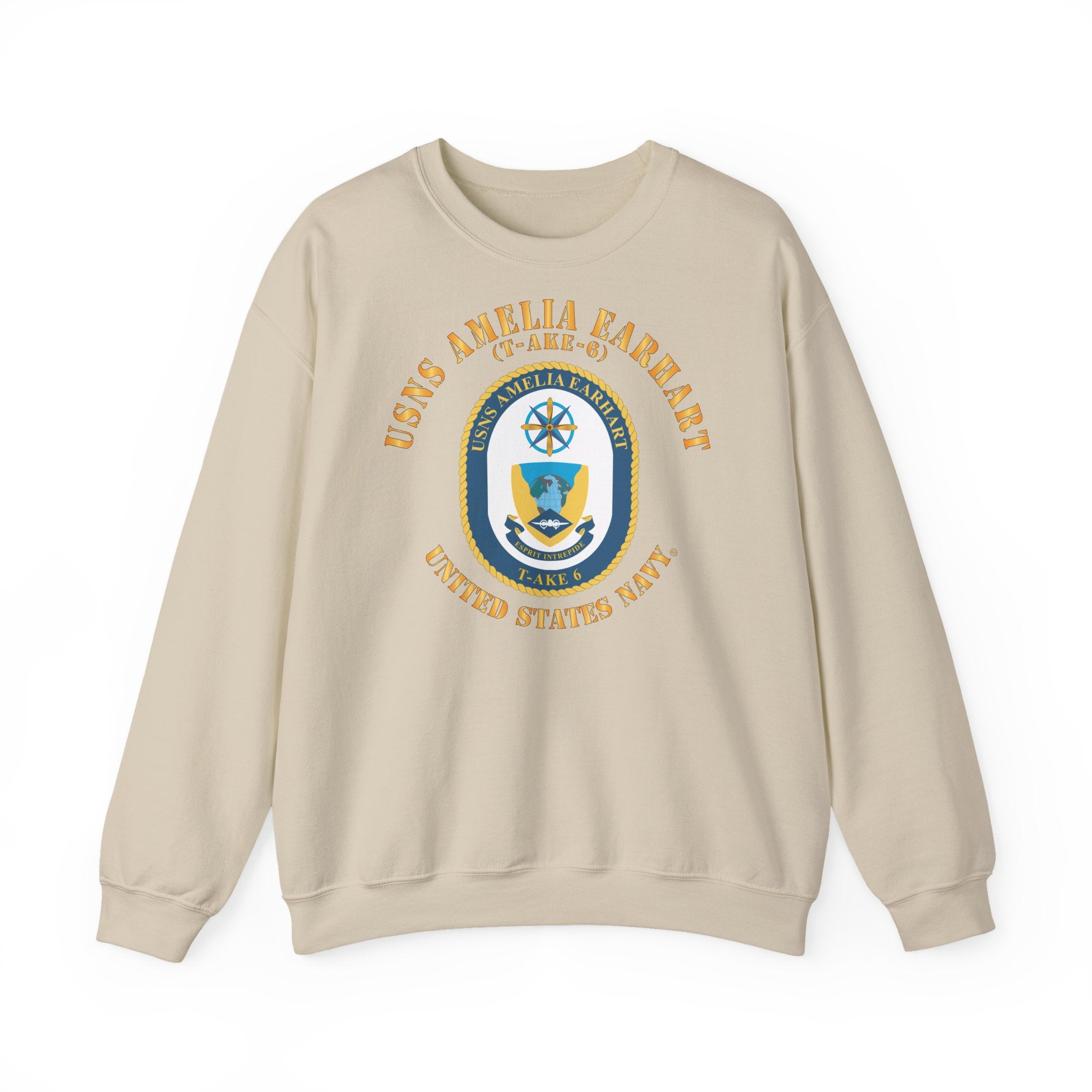 Unisex Heavy Blend™ Crewneck Sweatshirt - Navy - USNS Amelia Earhart (T-AKE 6)