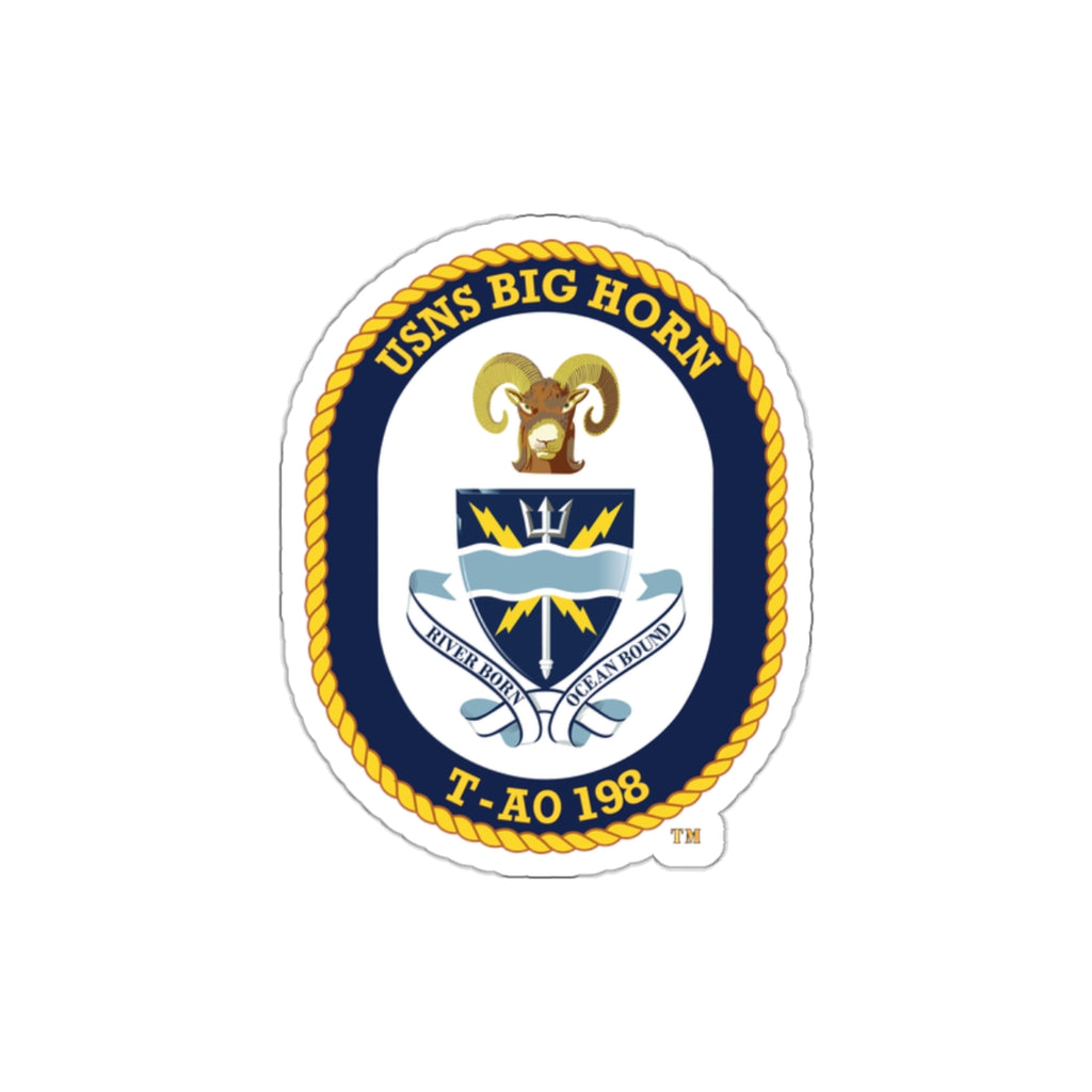 Die-Cut Vinyl Sticker - Navy - USNS Big Horn (T-AO 198) wo txt