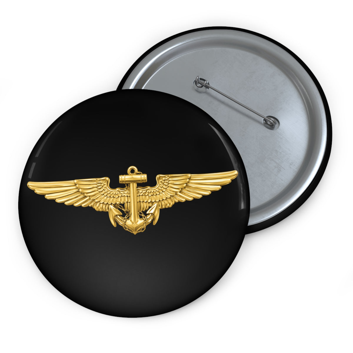 Pin Button - Navy - Badge - Naval Aviator Wings wo txt - 3D - Enhanced