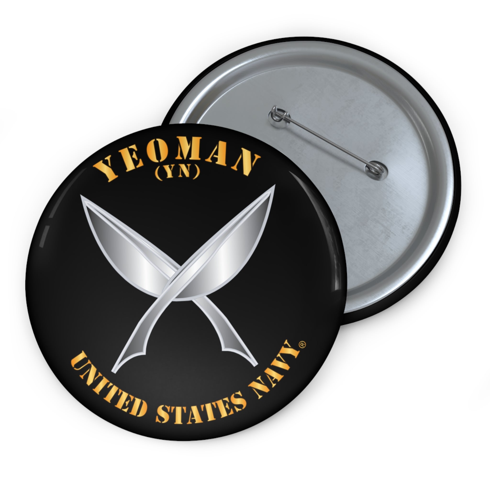 Custom Pin Button - Navy - Rate - Yeoman (YN)