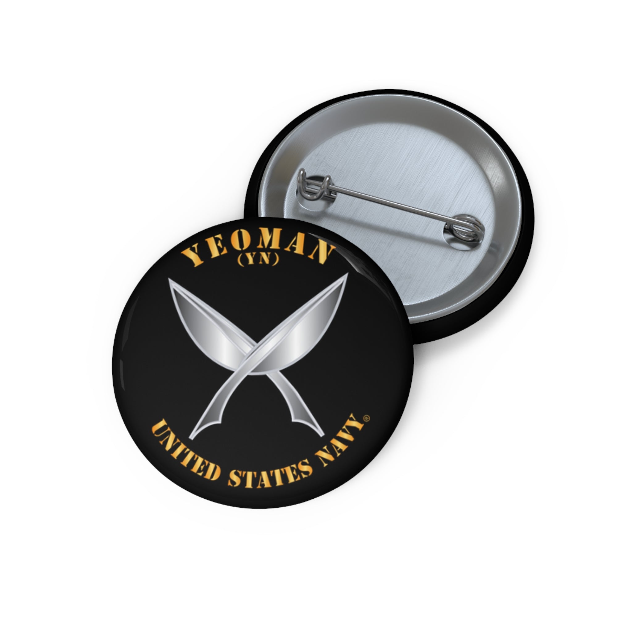 Custom Pin Button - Navy - Rate - Yeoman (YN)