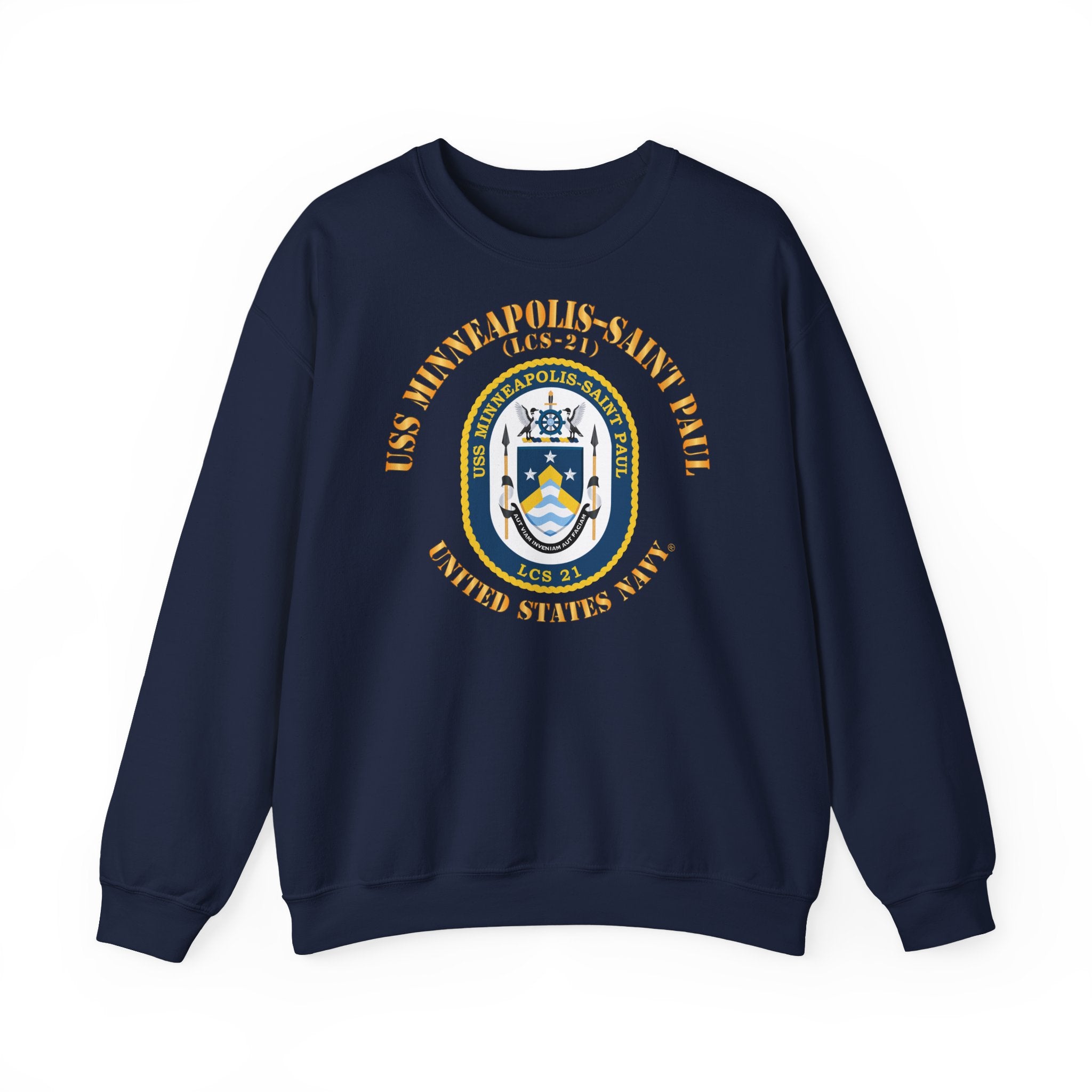 Unisex Heavy Blend™ Crewneck Sweatshirt - Navy - USS Minneapolis–Saint Paul (LCS-21)