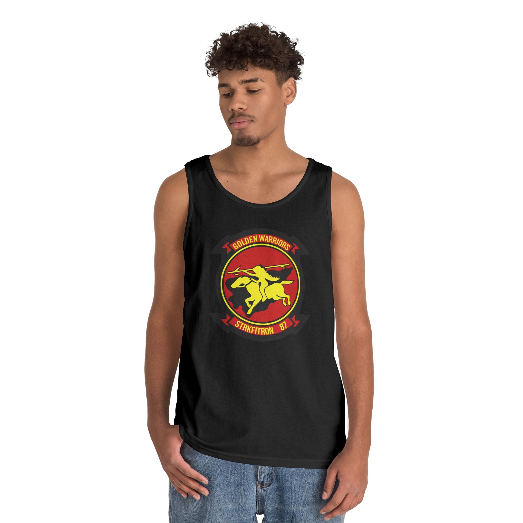 Unisex Heavy Cotton Tank Top - Navy - Strike Fighter Squadron 87 (VFA-87) wo txt