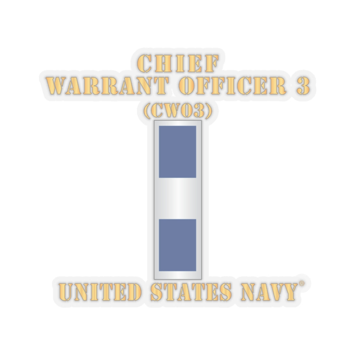 Kiss-Cut Stickers - Navy - Chief Warrant Officer 3 - CW03