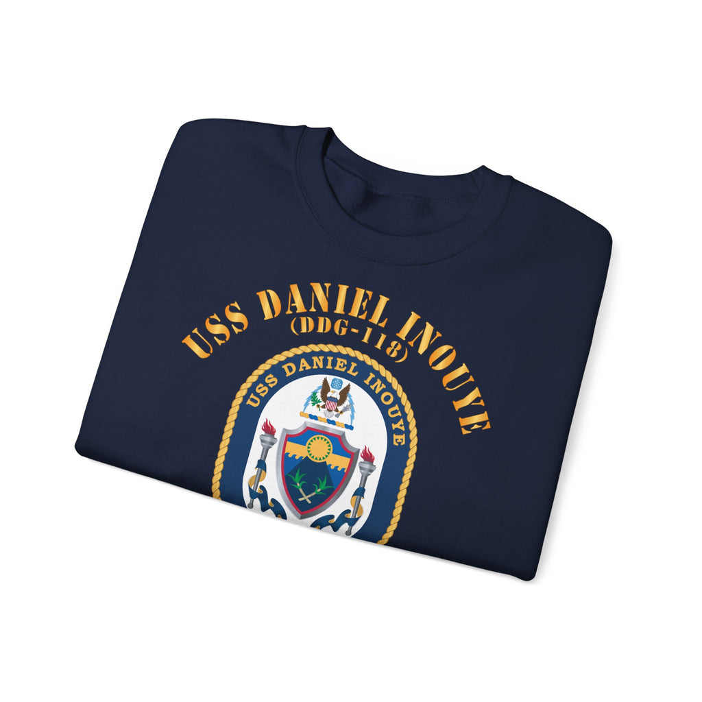 Unisex Heavy Blend™ Crewneck Sweatshirt - Navy - USS Daniel Inouye (DDG-118)