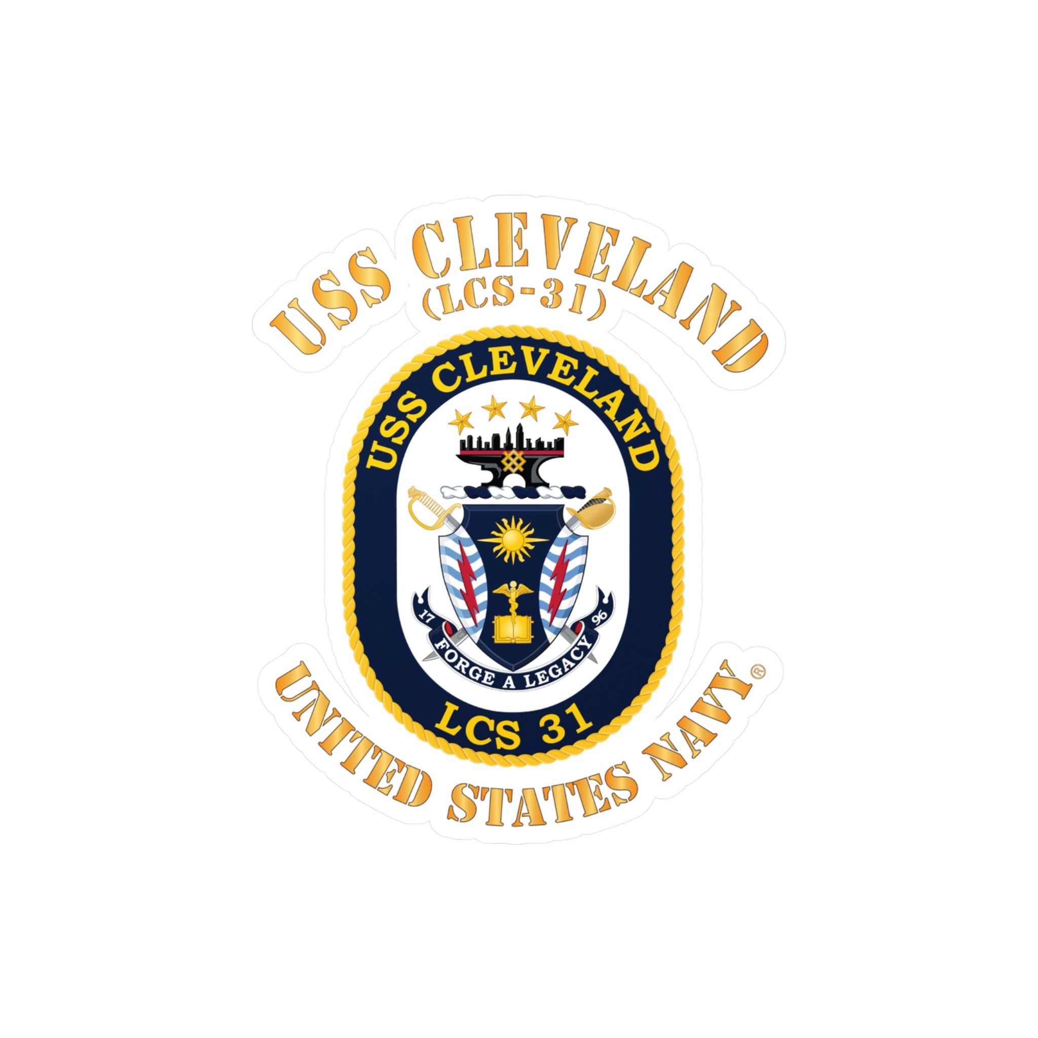 Kiss-Cut Vinyl Decal - Navy - USS Cleveland (LCS-31)