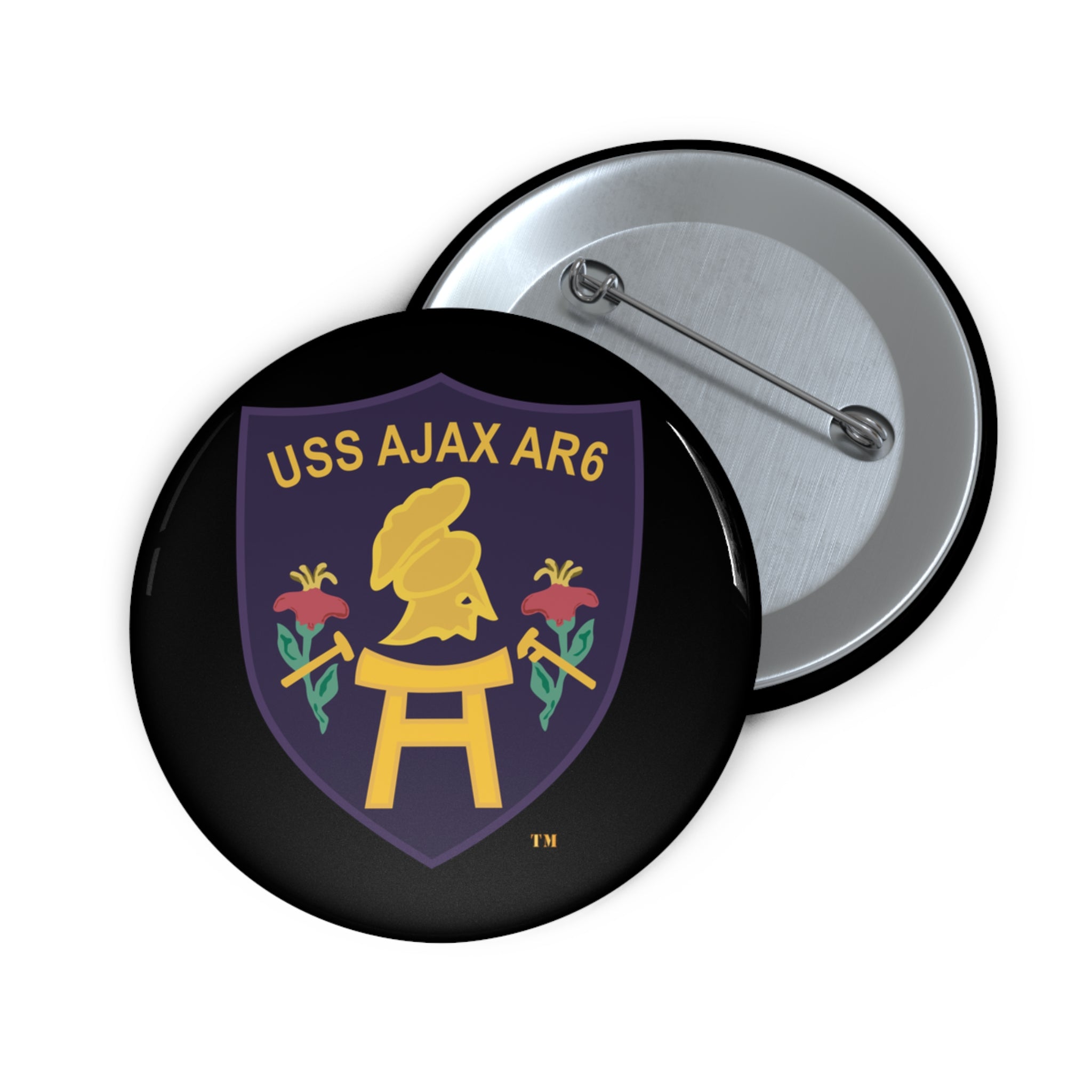Custom Pin Button - Navy - USS Ajax (AR-6) wo txt