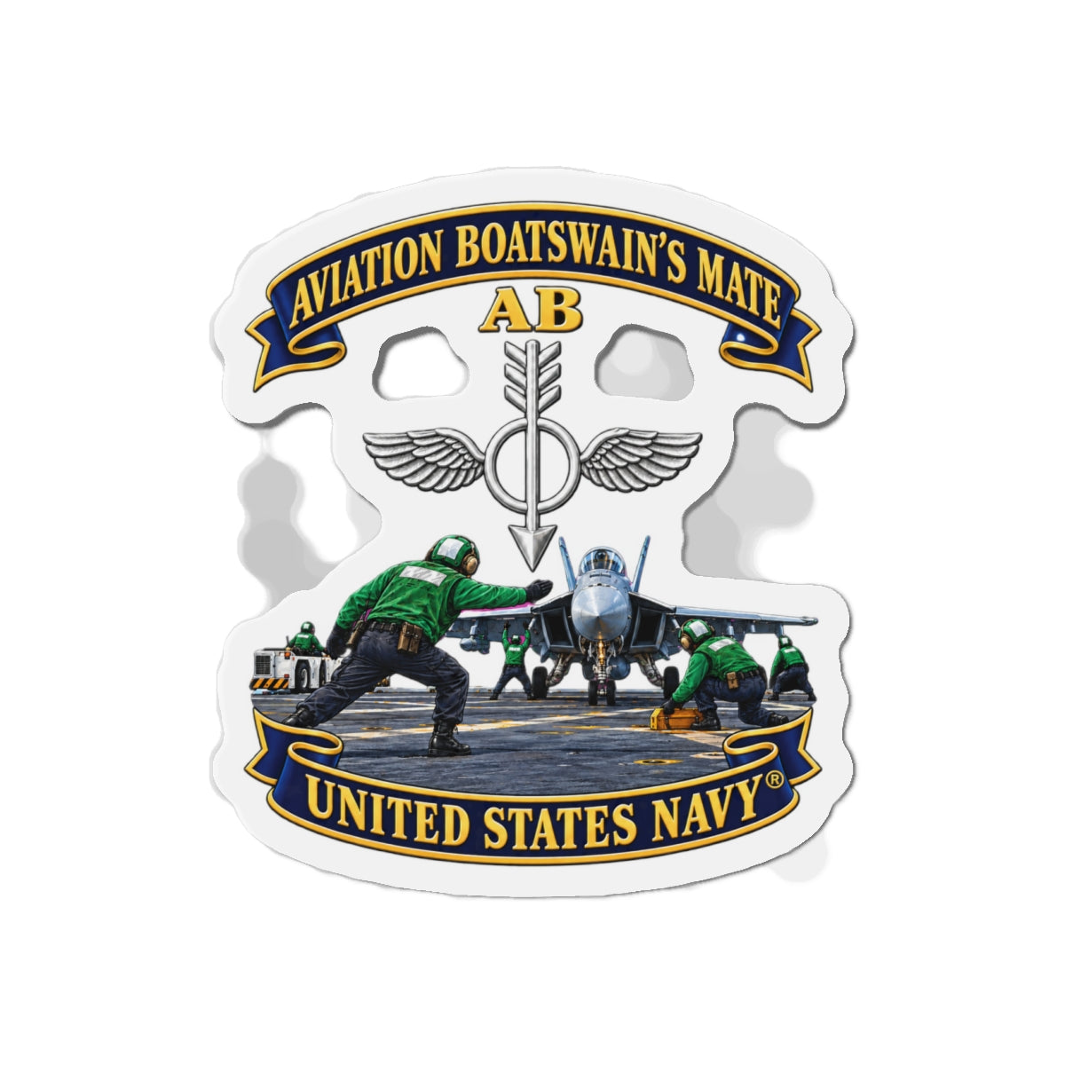 Die-Cut Magnet - Navy - Aviation Boatswains Mate Br with AC handler Scene - 3D - Enhanced