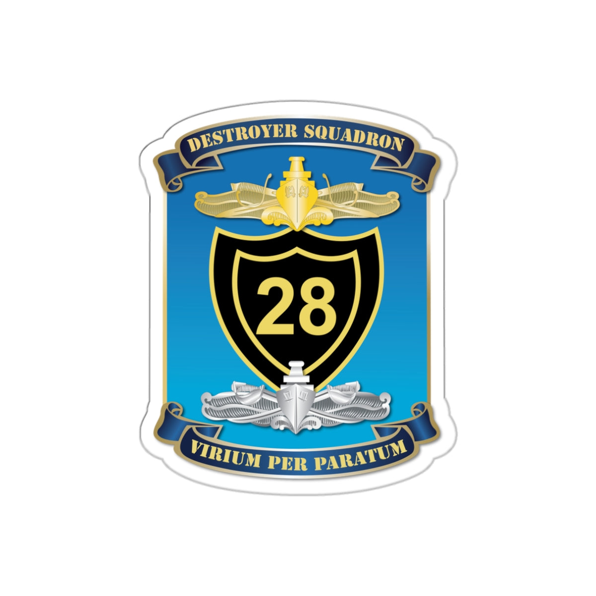 Die-Cut Vinyl Sticker - Navy - Destroyer Squadron 28 (DESRON-28) wo Txt
