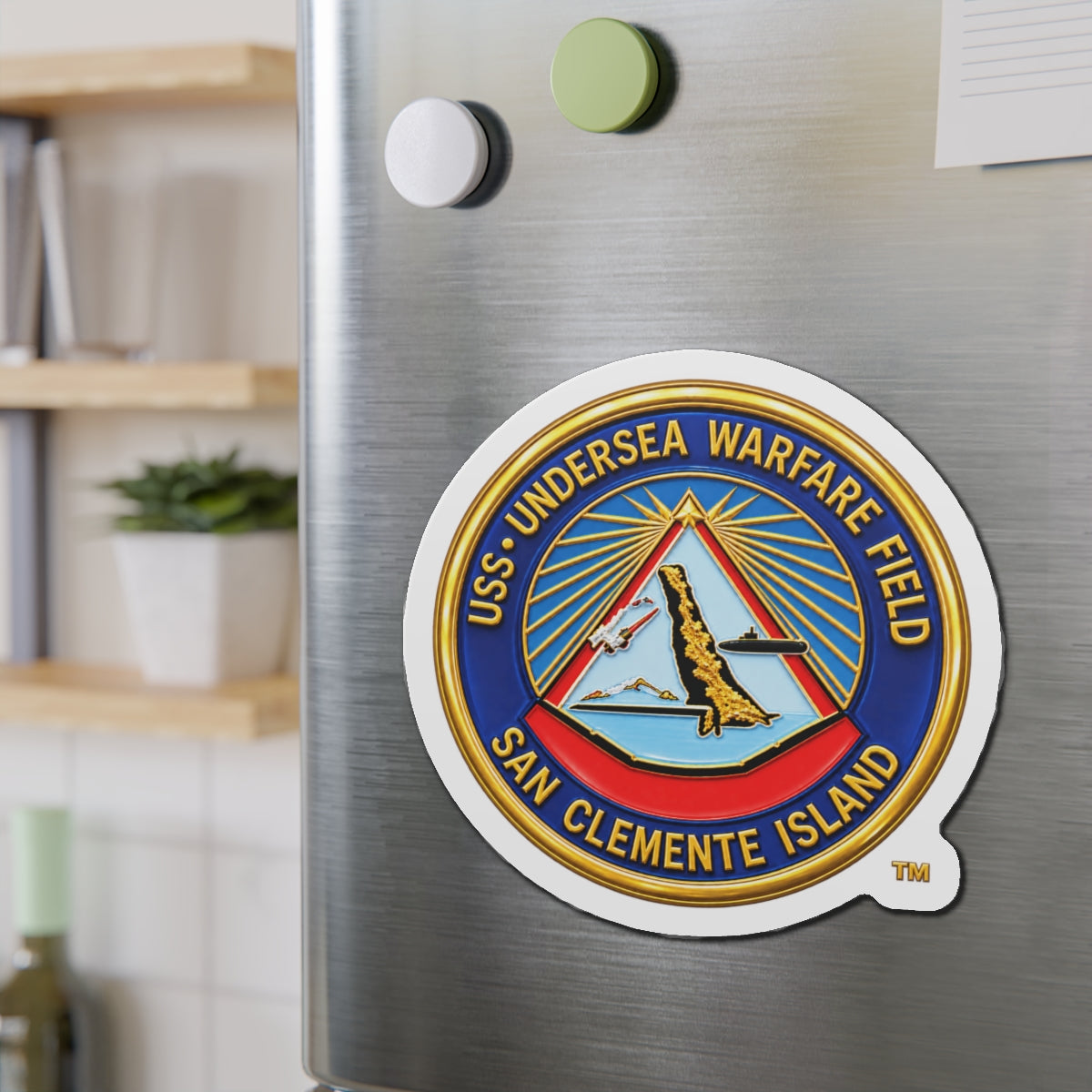 Die-Cut Magnet - Navy - USS Undersea Warfare Field - San Clemente Island - Crest - 3D - Enhanced