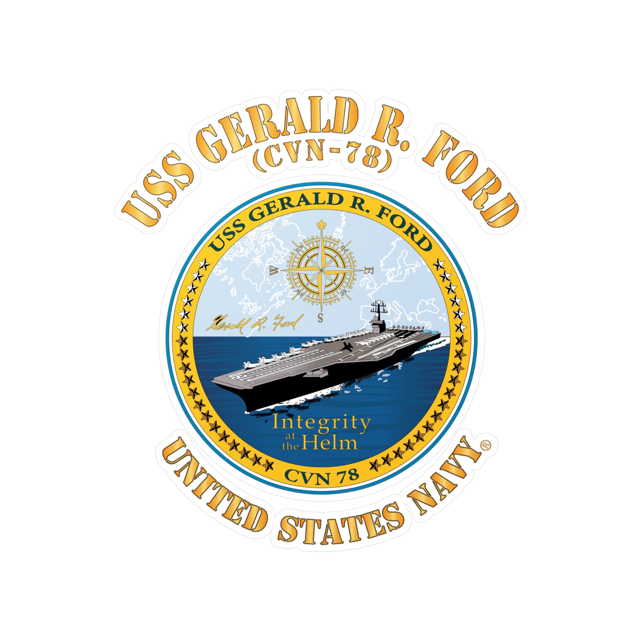 Kiss-Cut Vinyl Decal - Navy - USS Gerald R. Ford (CVN-78)