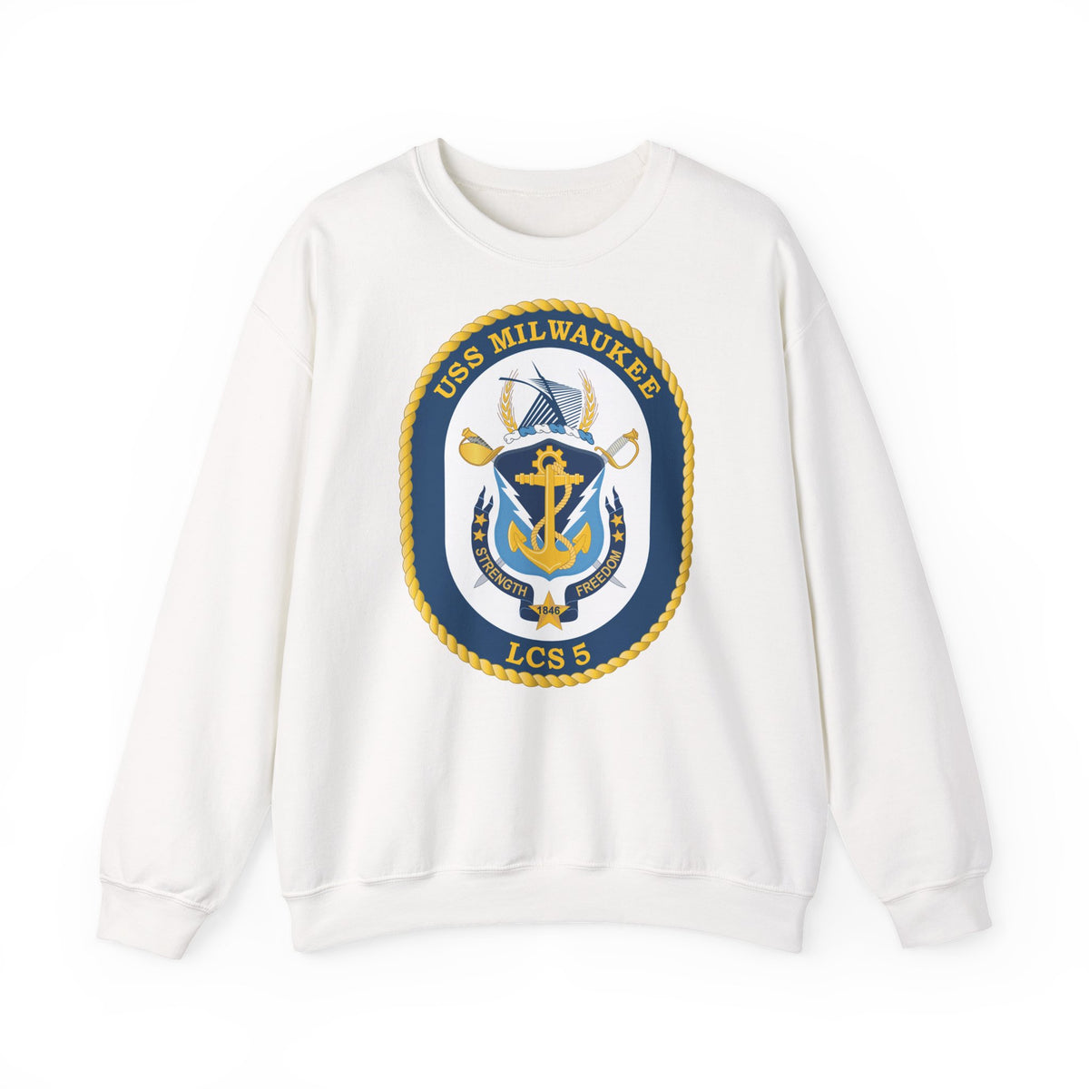 Unisex Heavy Blend™ Crewneck Sweatshirt -  Navy - USS Milwaukee (LCS-5) wo Txt X 300