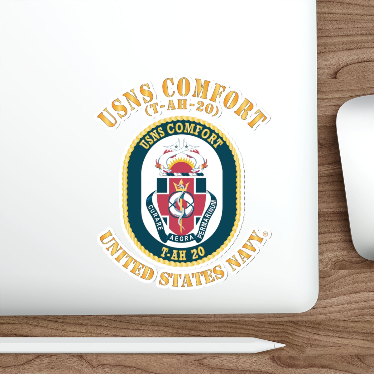 Die-Cut Vinyl Sticker - Navy - USNS Comfort (T-AH-20)