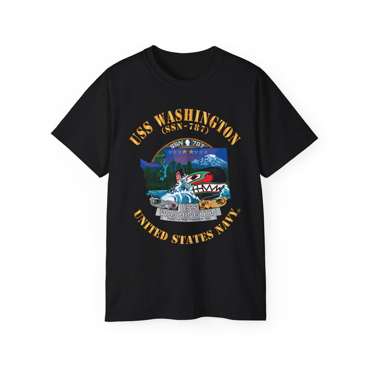 Unisex Ultra Cotton T-Shirt - Navy - USS Washington (SSN-787) X 300
