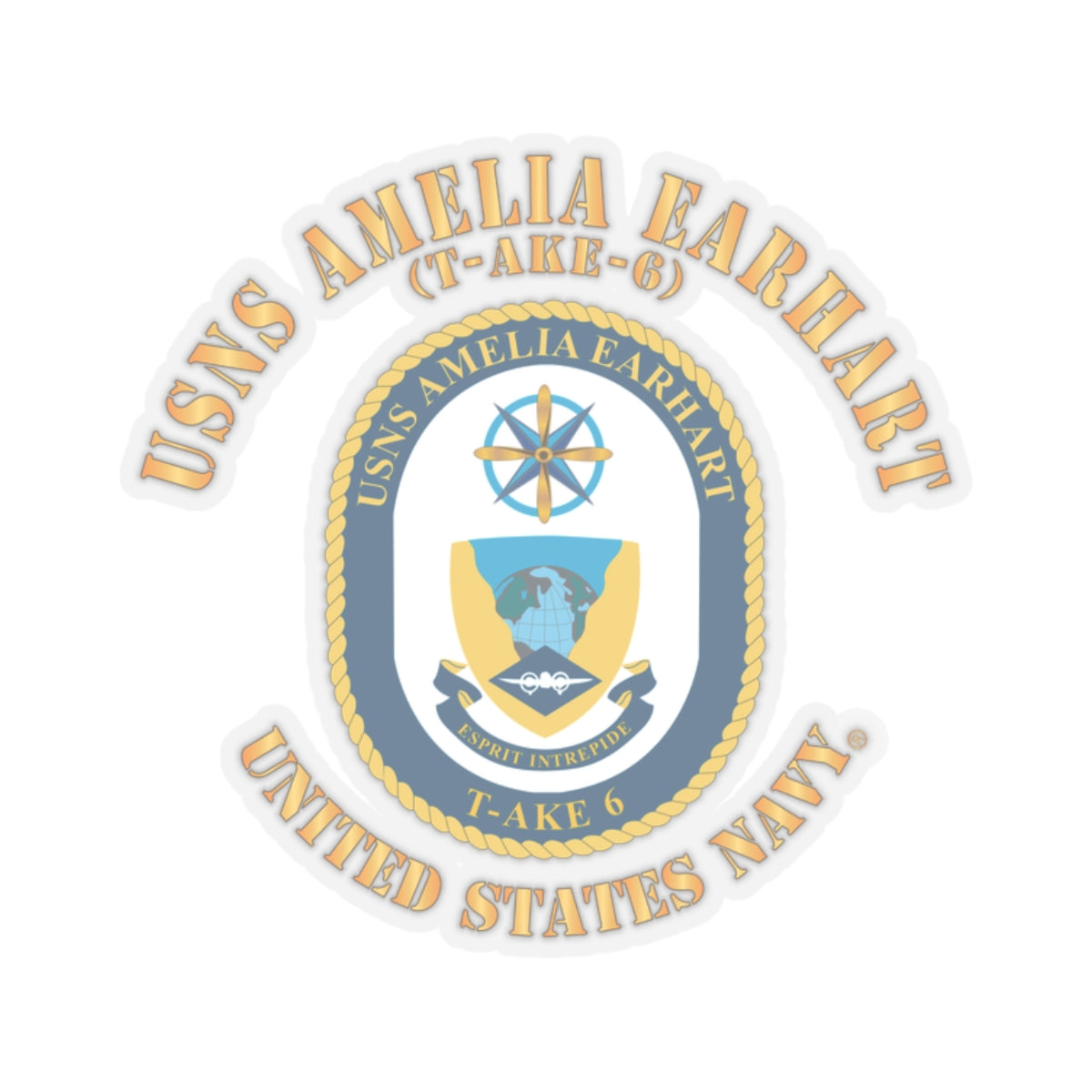 Kiss-Cut Stickers - Navy - USNS Amelia Earhart (T-AKE 6)