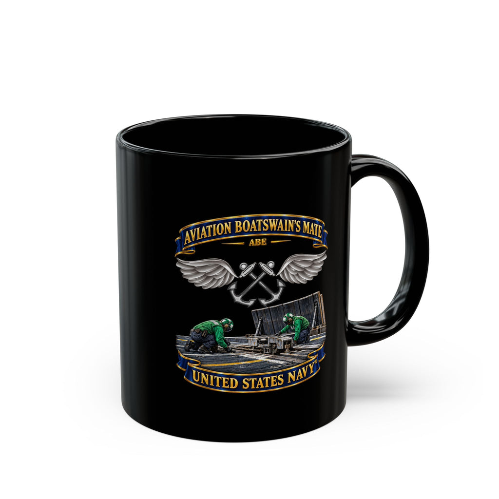 Black Mug (11oz, 15oz) - Navy - Rate - Aviation Boatswain's Mate (ABE) - with Scene - 3D - Enhanced