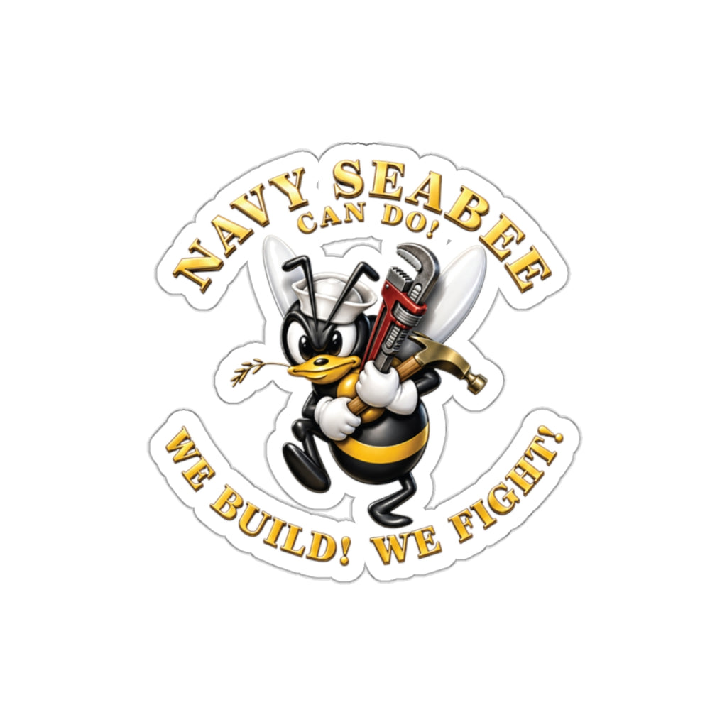 Die-Cut Vinyl Sticker - Navy - Navy SeaBee - w Wrench and Hammer - 3D - Enhanced X 300
