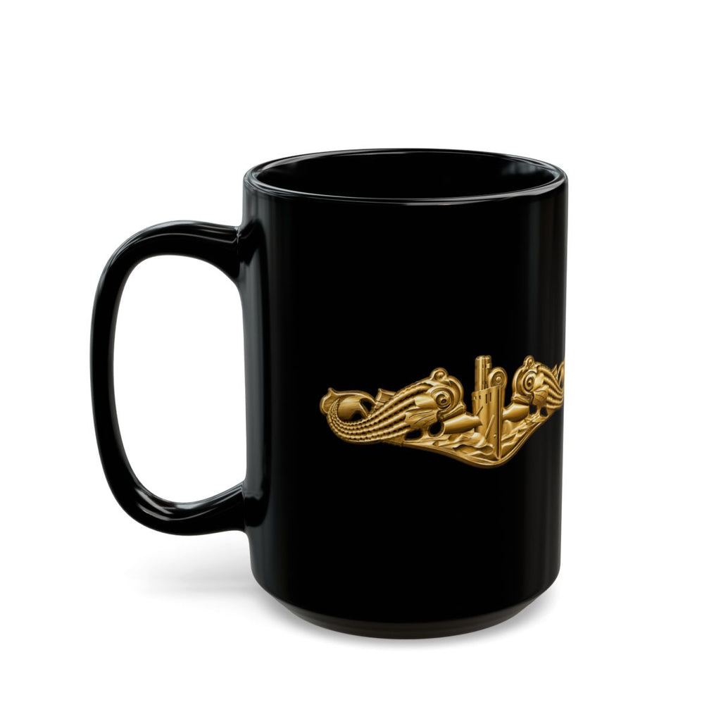 Black Mug (11oz, 15oz) - Navy - Badge - Submarine Warfare wo txt - Officer - 3D - Enhanced