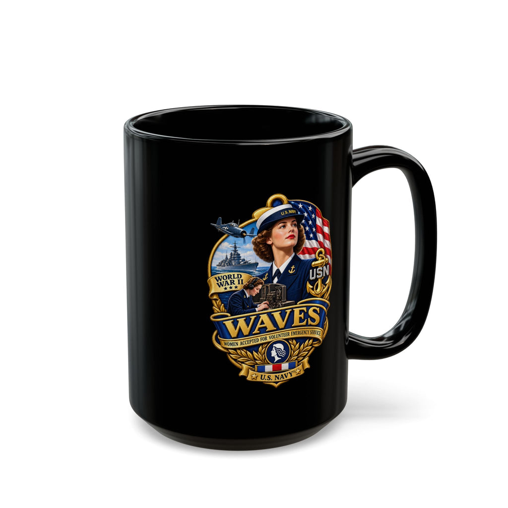 Black Mug (11oz, 15oz) - WAVES - Women Accepted for Volunteer Emergency Service WWII - 3D - Enhanced