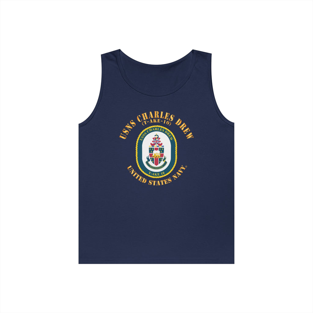 Unisex Heavy Cotton Tank Top - Navy - USNS Charles Drew (T-AKE 10)