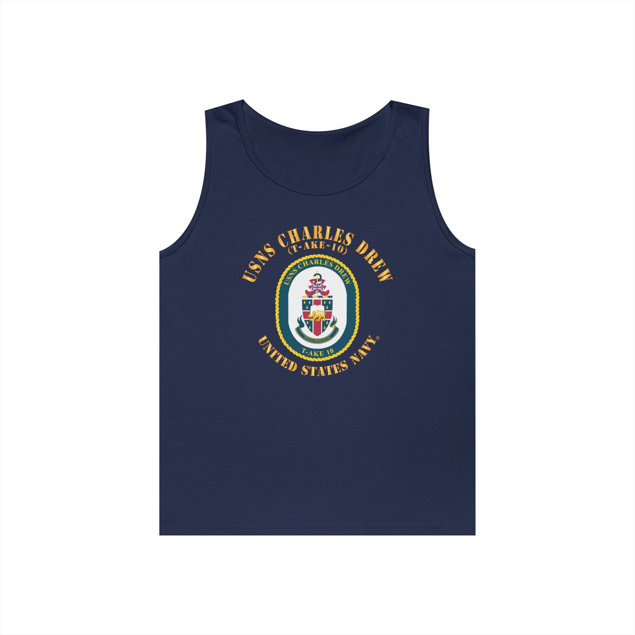 Unisex Heavy Cotton Tank Top - Navy - USNS Charles Drew (T-AKE 10)