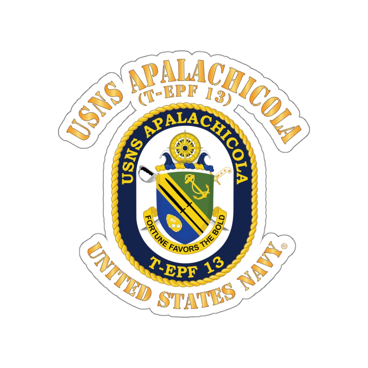 Die-Cut Vinyl Sticker - Navy - USNS Apalachicola (T-EPF 13)