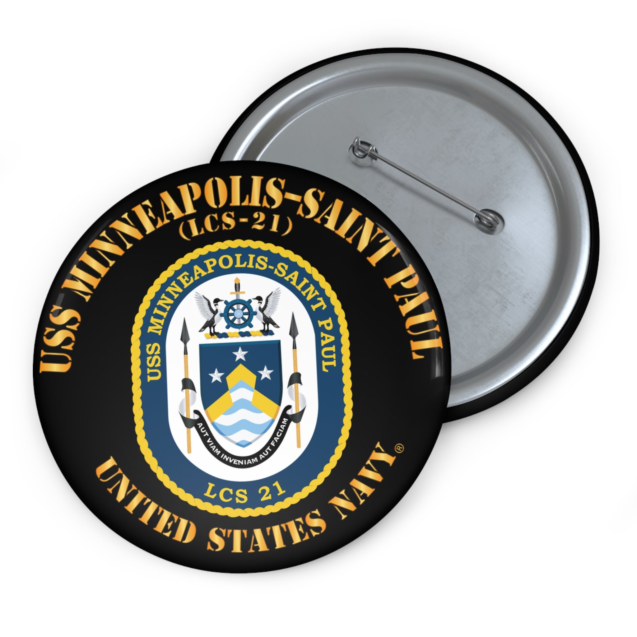 Custom Pin Button - Navy - USS Minneapolis–Saint Paul (LCS-21)