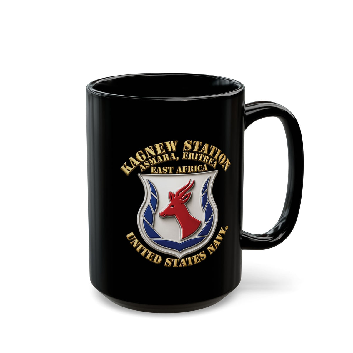 Black Mug (11oz, 15oz) - Navy - Kagnew Station - Asmara, Eritrea - East Africa - 3D X 300