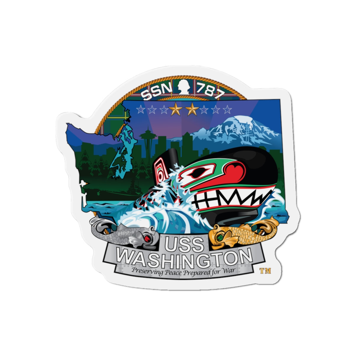 Die-Cut Magnet - Navy - USS Washington (SSN-787) wo txt X 300
