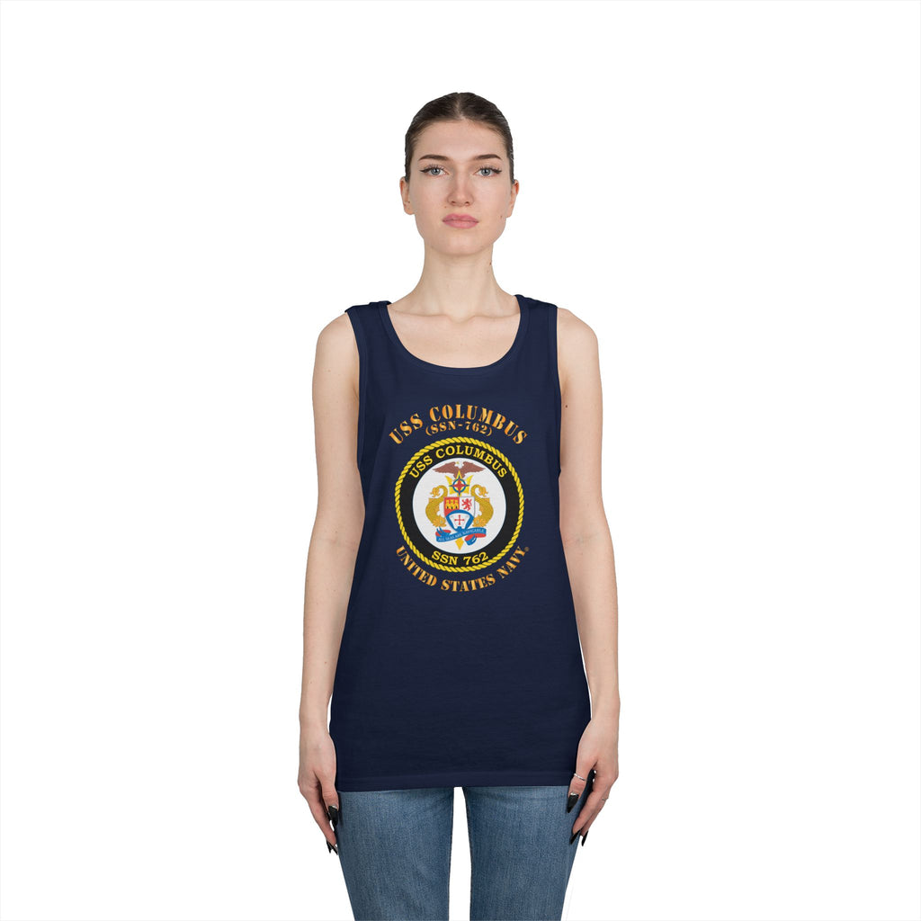 Unisex Heavy Cotton Tank Top - Navy - USS Columbus (SSN-762)