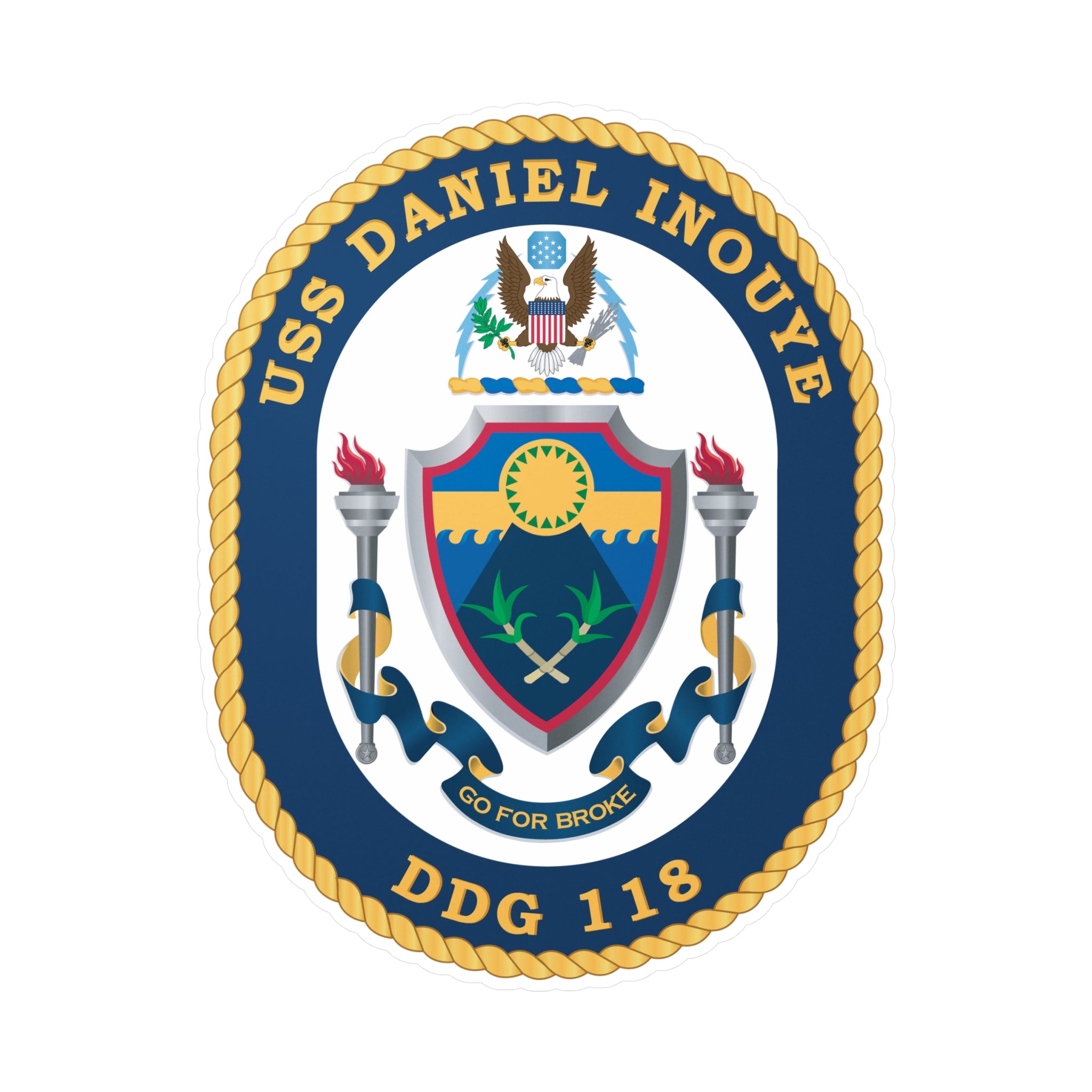 Kiss-Cut Vinyl Decal - Navy - USS Daniel Inouye (DDG-118) wo txt