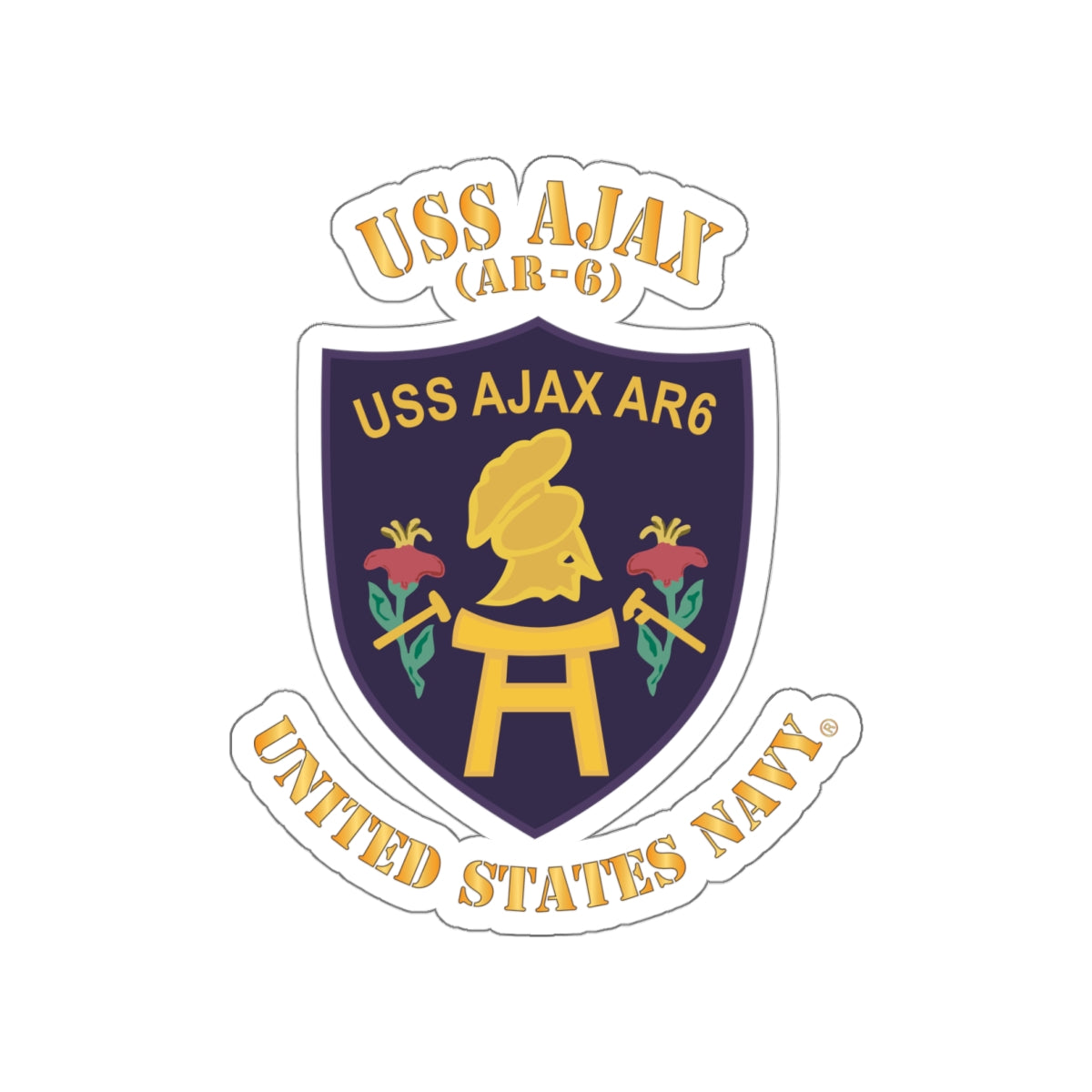 Die-Cut Vinyl Sticker - Navy - USS Ajax (AR-6)
