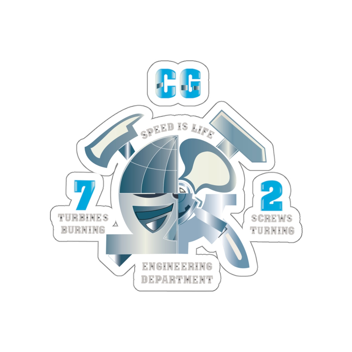 Die-Cut Vinyl Sticker - Navy - CG 72 - Engineering Department