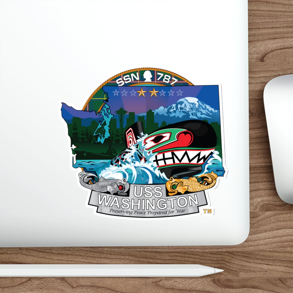 Die-Cut Vinyl Sticker - Navy - USS Washington (SSN-787) wo txt X 300