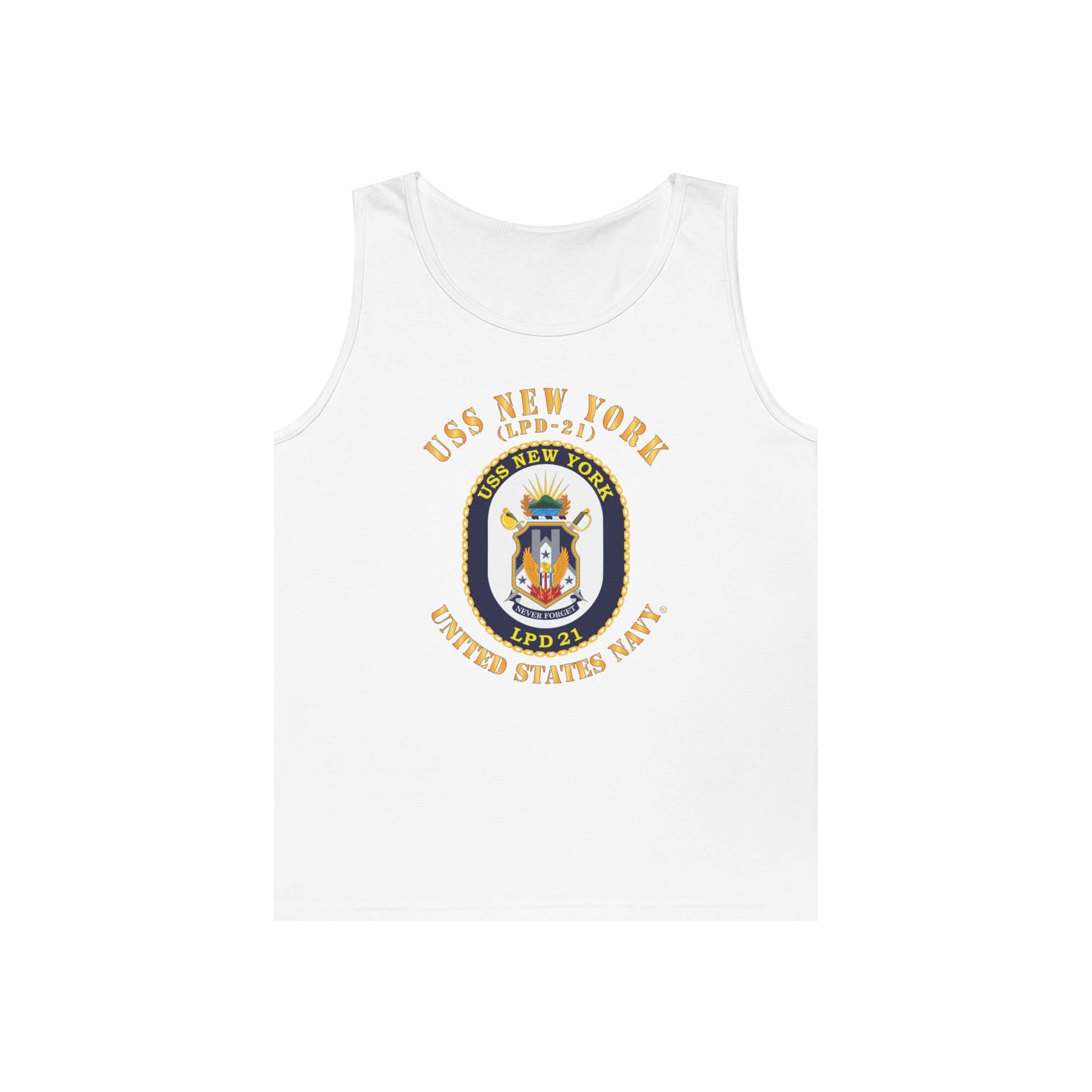 Unisex Heavy Cotton Tank Top - Navy - USS New York (LPD-21) X 300