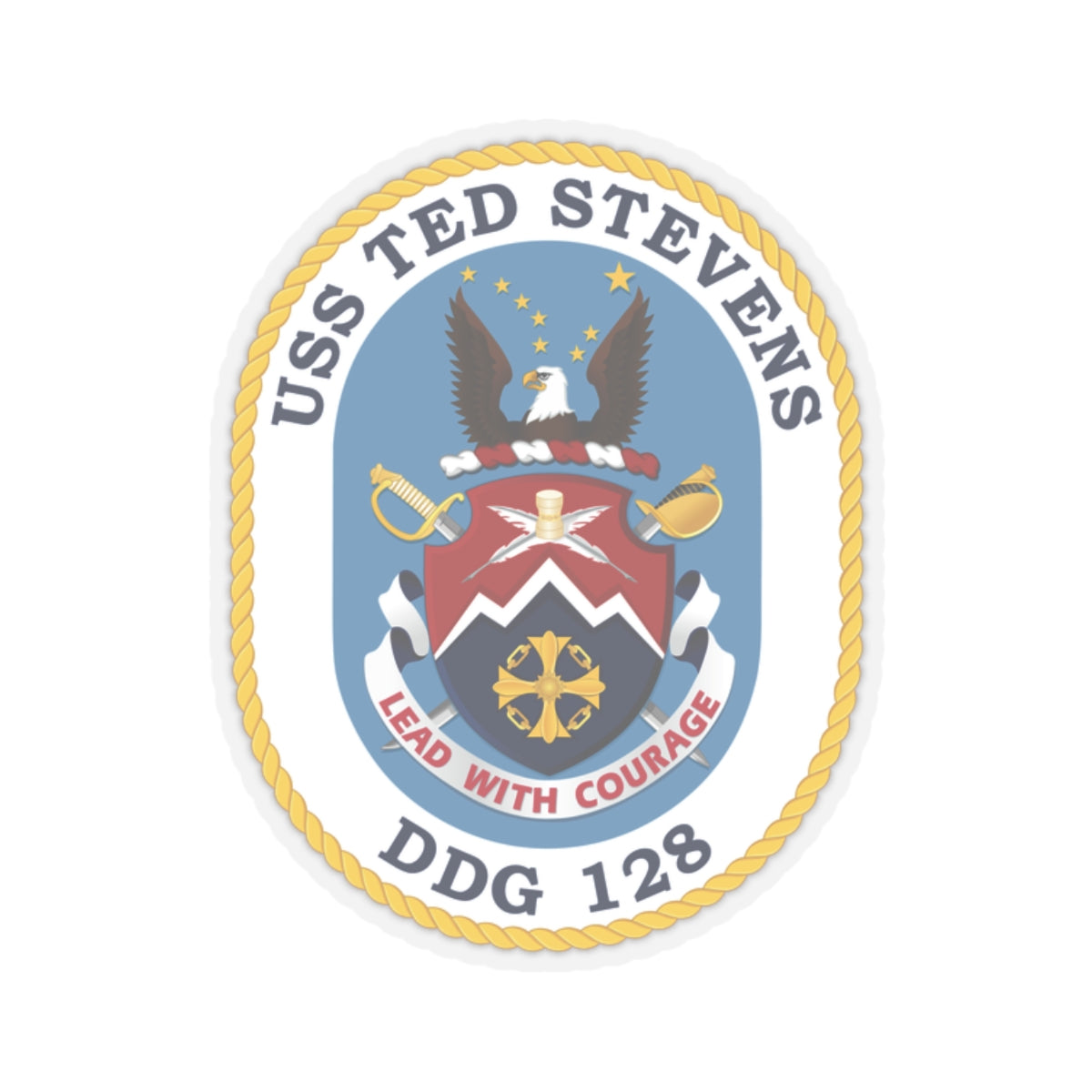 Kiss-Cut Stickers - Navy - USS Ted Stevens (DDG-128) wo txt