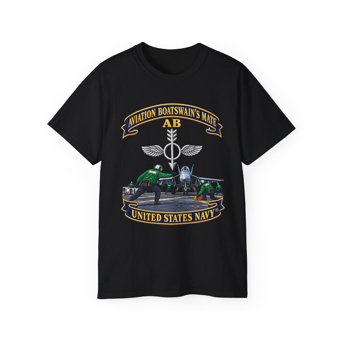 Unisex Ultra Cotton T-Shirt - Navy - Aviation Boatswains Mate Br with AC handler Scene - 3D - Enhanced