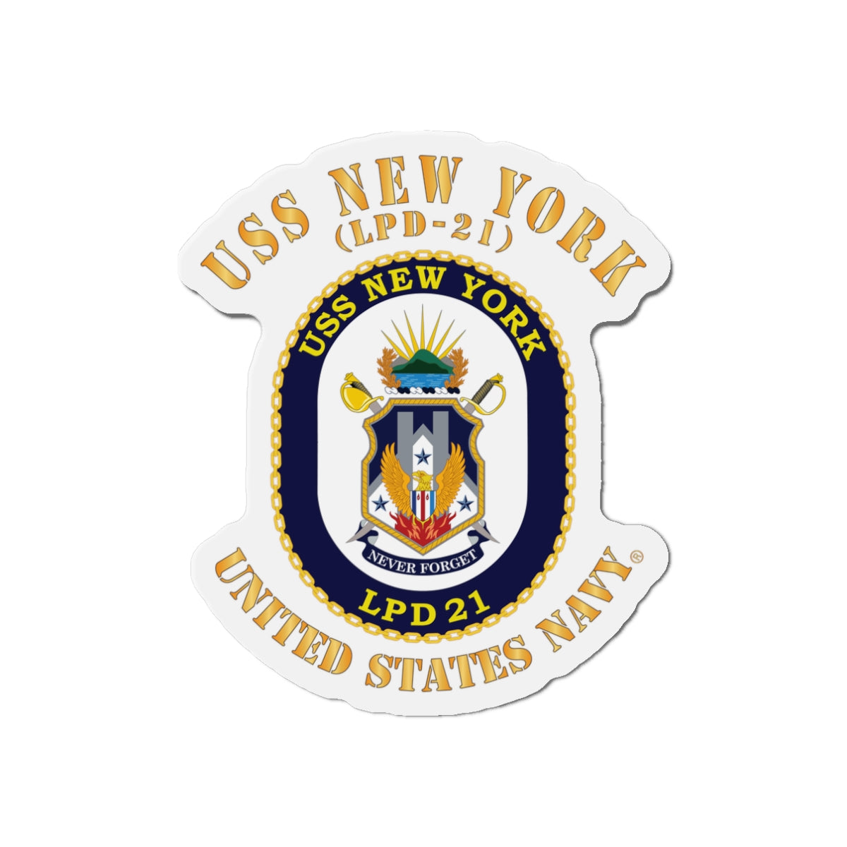 Die-Cut Magnet - Navy - USS New York (LPD-21) X 300