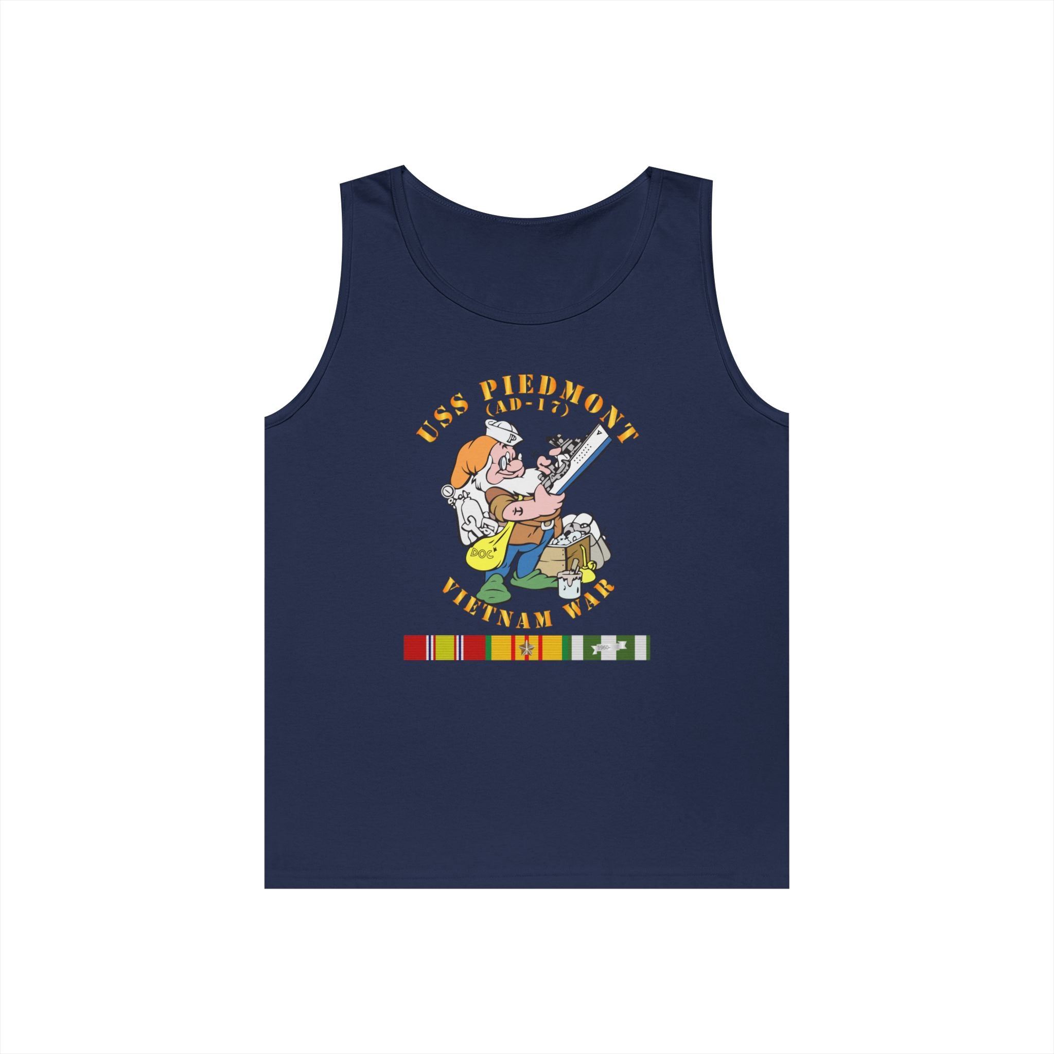 Unisex Heavy Cotton Tank Top - Navy - USS Piedmont (AD-17) w VN SVC - Vietnam War