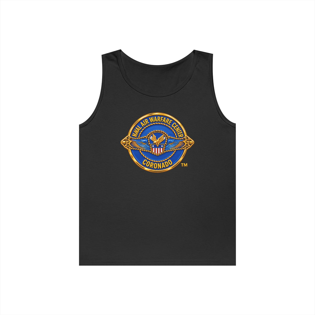 Unisex Heavy Cotton Tank Top - Navy - Naval Air Warfare Center - Coronado - Crest - 3D - Enhanced