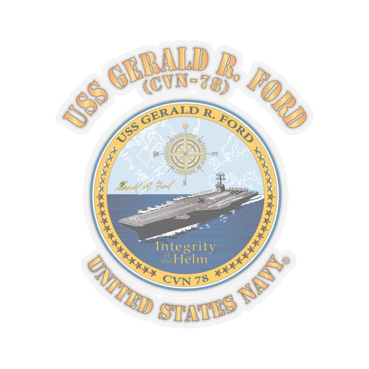Kiss-Cut Stickers - Navy - USS Gerald R. Ford (CVN-78)