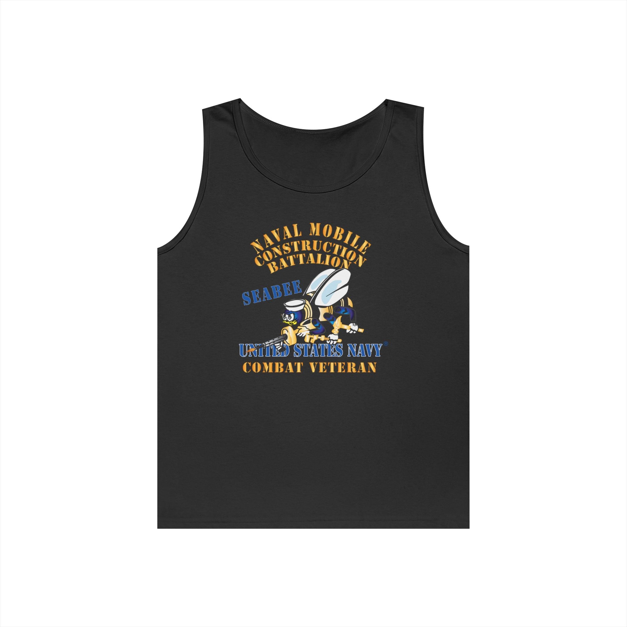 Unisex Heavy Cotton Tank Top - Navy - Seabee - Combat Veteran