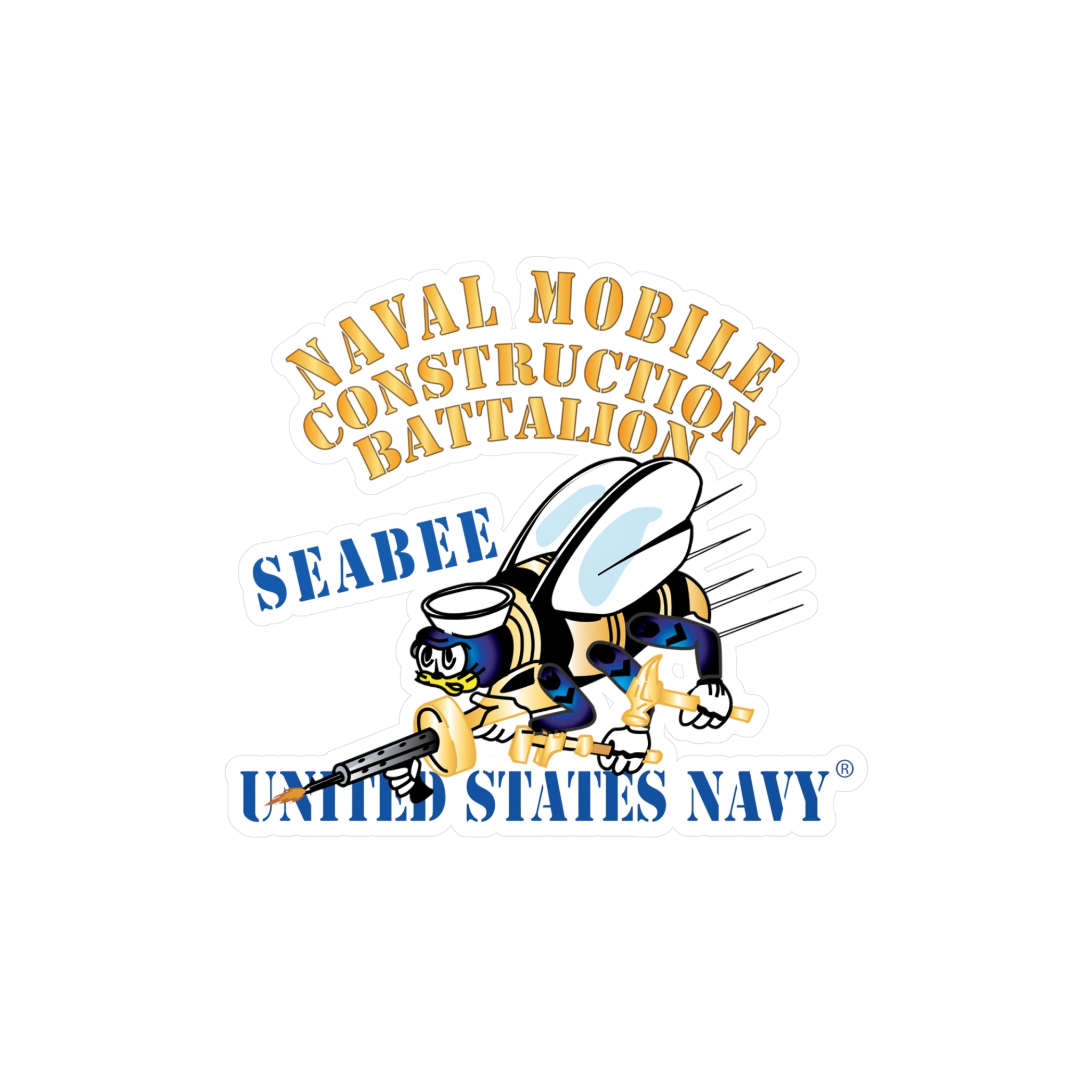 Kiss-Cut Vinyl Decal - Navy - Seabee