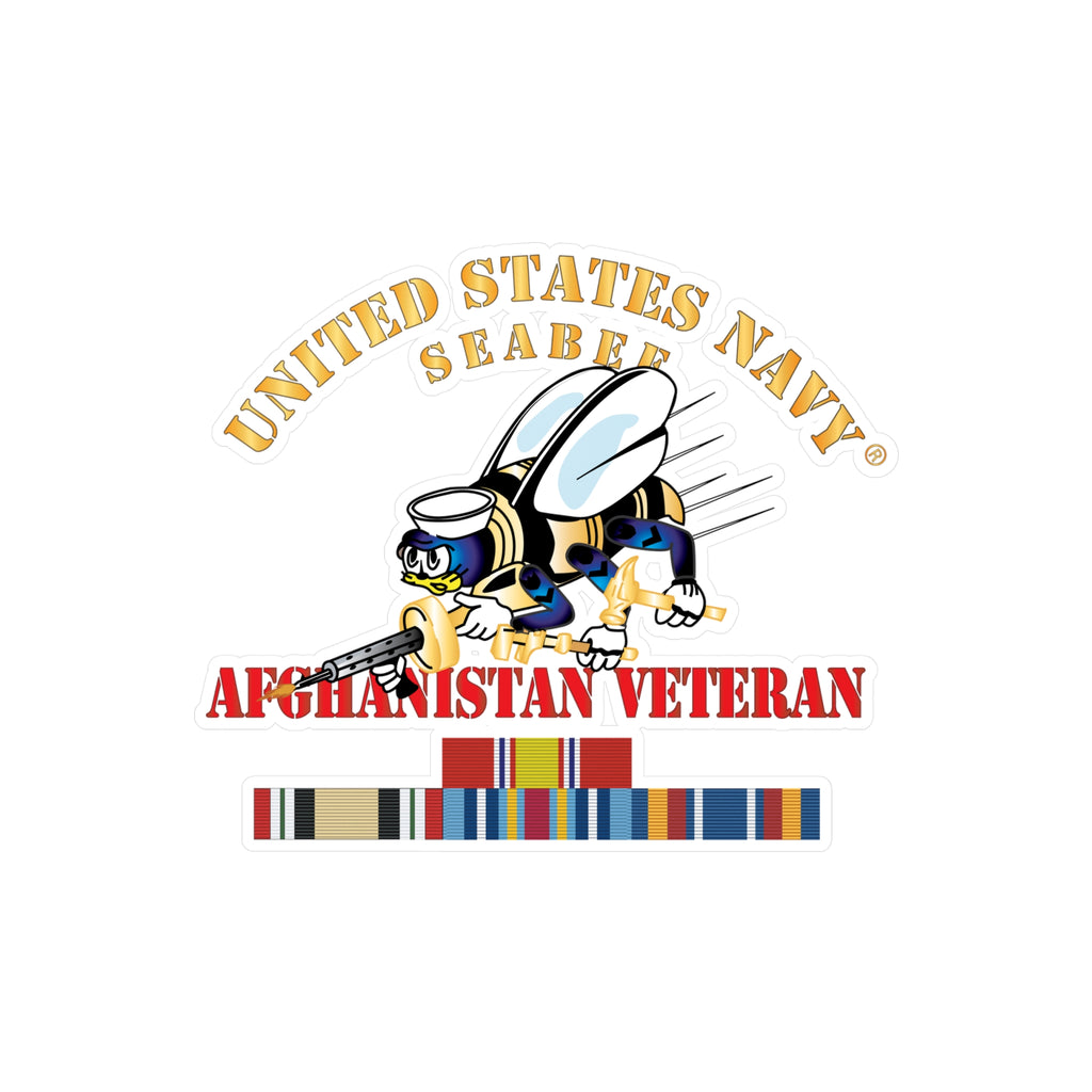 Kiss-Cut Vinyl Decal - Navy - Seabee - Afghanistan Veteran