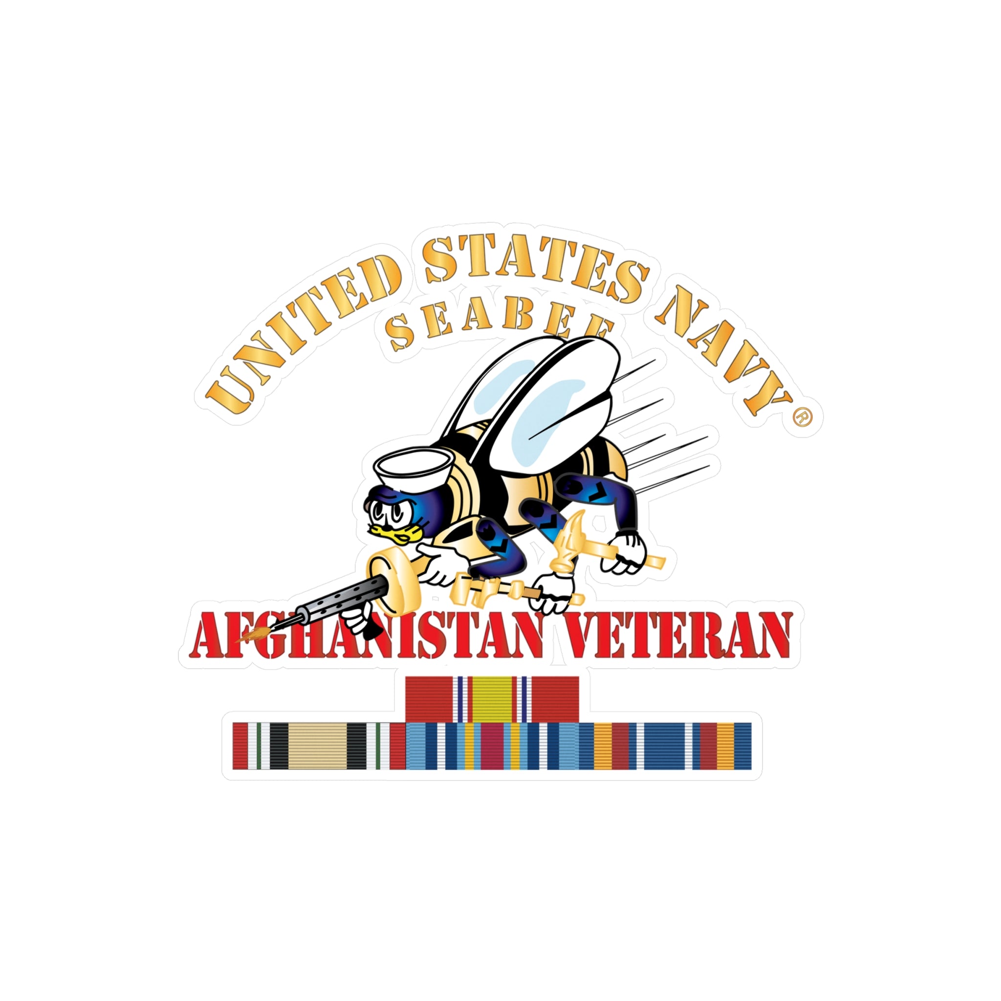 Kiss-Cut Vinyl Decal - Navy - Seabee - Afghanistan Veteran